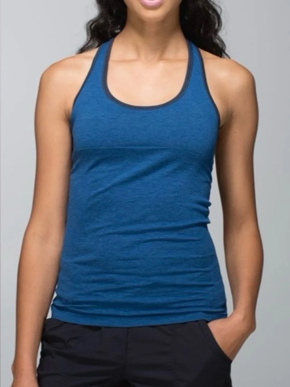 LULULEMON Heathered Rugged Blue Inkwell Ebb & Flow Racerback Gym Tank Top Size 6